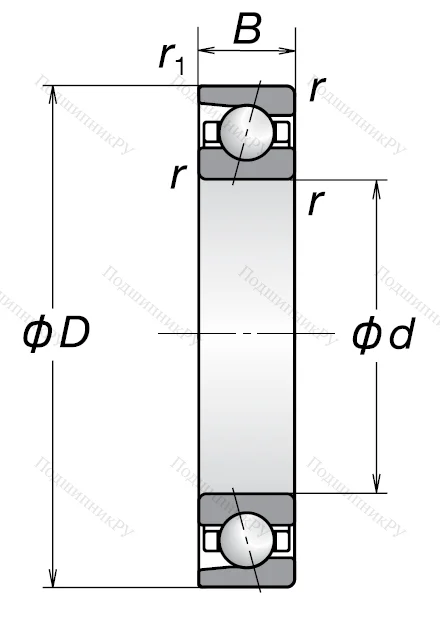 Однорядный шариковый подшипник 7210 AW