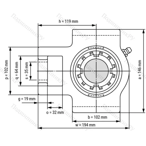 Подшипниковый узел UKT 212 - Вал: 55 мм