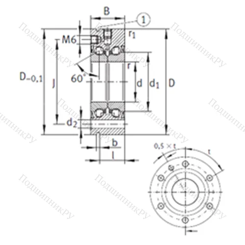 Подшипник шариковый упорно-радиальный ZKLF 3080-2RS от производителя  INA