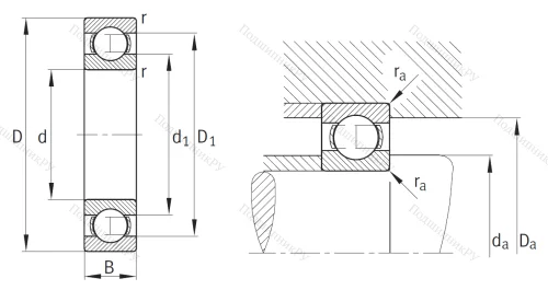 Однорядный шариковый подшипник 6319 от производителя  FAG Однорядный шариковый подшипник 6319 от производителя  FAG