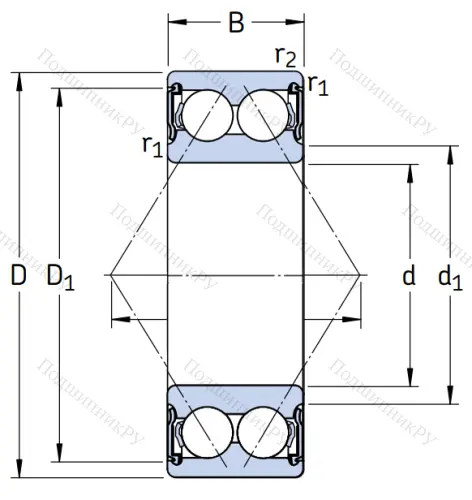 Двухрядный шариковый подшипник 3208 A 2RS 1TN 9/C 3MT 33 от производителя  SKF