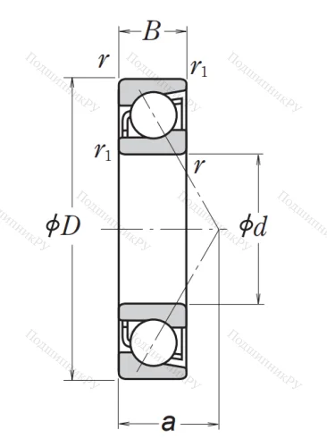 Однорядный шариковый подшипник 7316 BW (66316 ГОСТ) от производителя  NSK
