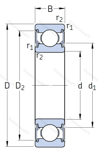 Однорядный шариковый подшипник 6201 2RSH/C 3 от производителя  SKF