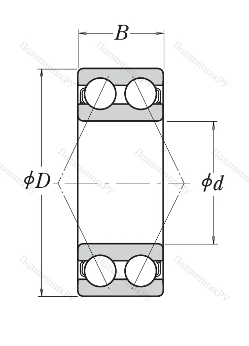 Двухрядный шариковый подшипник 3312 B 2ZRTNG