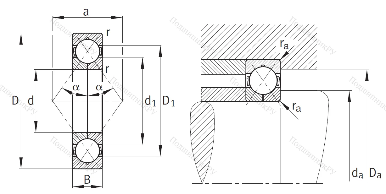 Радиально-упорный шариковый подшипник QJ 310 XL MPA