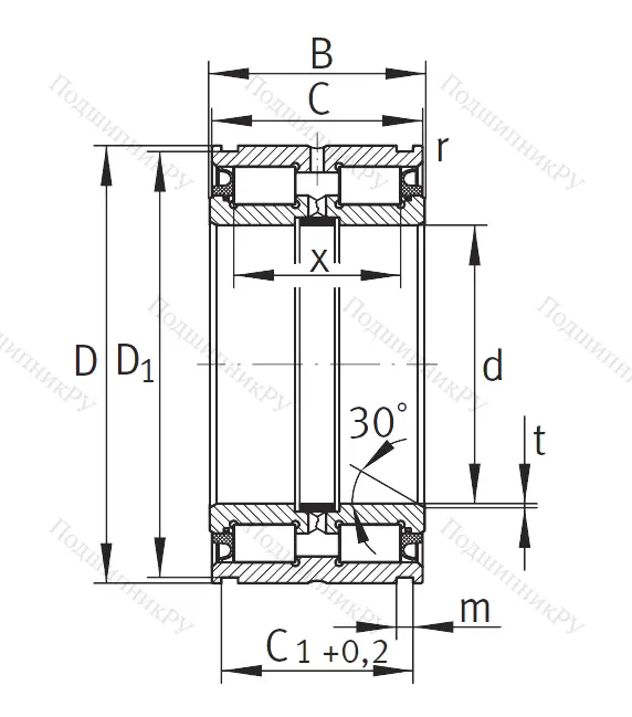 Двухрядный роликовый подшипник SL 04 5008 PP 2NR от производителя  INA