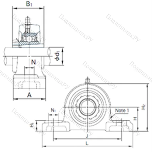 Подшипниковый узел шариковый радиальный UKP 312+H 2312