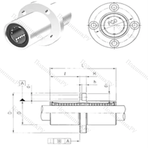 Подшипник шариковый линейный LMFM 6UU от производителя  Samick