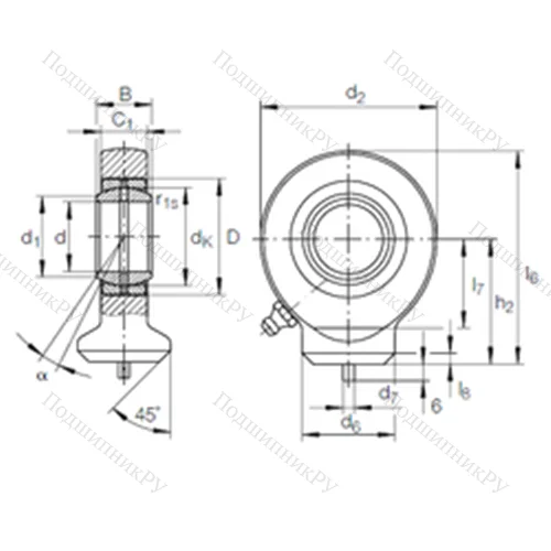 Подшипник скольжения сферический GK 35 DO