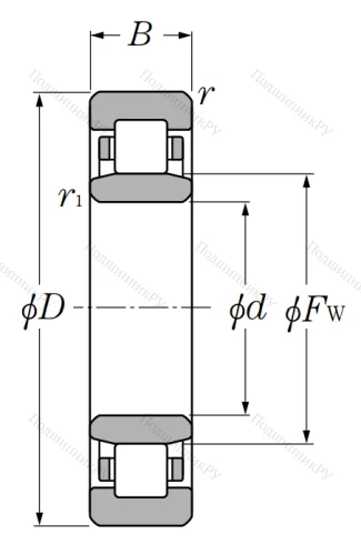 Роликовый цилиндрический подшипник NU 2224 от производителя  NTN Роликовый цилиндрический подшипник NU 2224 от производителя  NTN