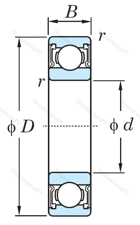 Однорядный шариковый подшипник 6008 2RS CM