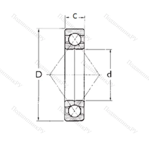 Подшипник шариковый радиально-упорный с четырёхточечным QJ 322