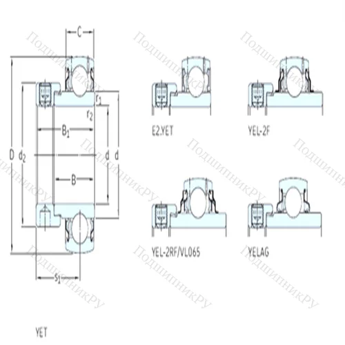 Подшипник шариковый радиальный YEL 212-2F