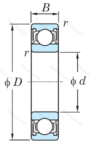 Однорядный шариковый подшипник 6317 2RS от производителя  KOYO Однорядный шариковый подшипник 6317 2RS от производителя  KOYO