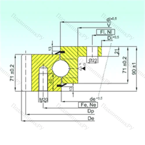 Подшипник шариковый опорно-поворотный EBL.30.1155.200-1STPN от производителя  ISB