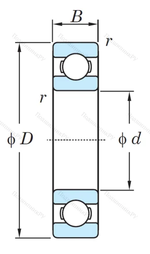 Однорядный шариковый подшипник 16017 от производителя  KOYO Однорядный шариковый подшипник 16017 от производителя  KOYO