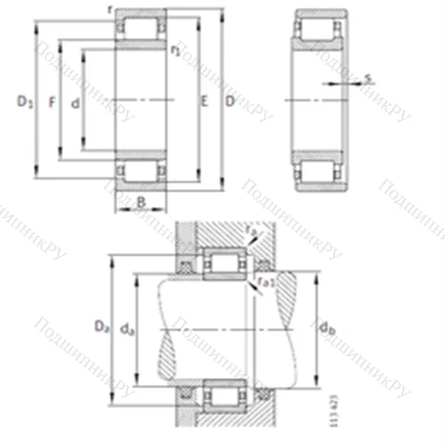 Подшипник роликовый радиальный NU 2264-EX-M 1