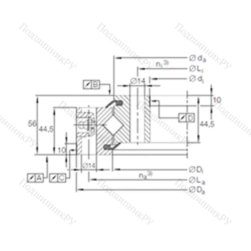 Подшипник роликовый опорно-поворотный XSU 14 0844 от производителя  INA Подшипник роликовый опорно-поворотный XSU 14 0844 от производителя  INA