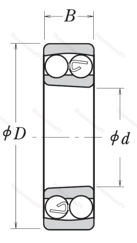 Двухрядный шариковый подшипник 2208 K 2RSTNG от производителя  NSK