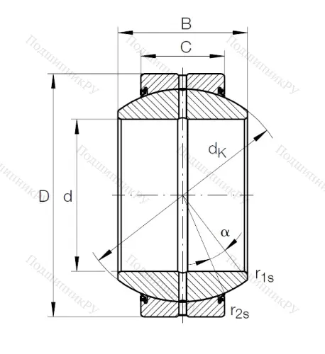 Шарнирный подшипник GE 45 FO 2RS от производителя  INA Шарнирный подшипник GE 45 FO 2RS от производителя  INA