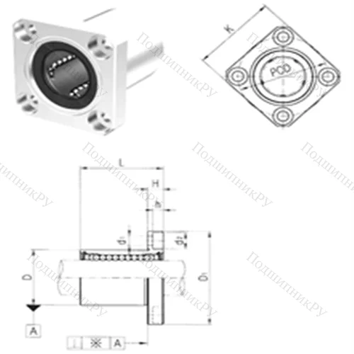 Подшипник шариковый линейный LMEK 50 от производителя  Samick