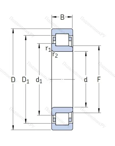 Роликовый цилиндрический подшипник NJ 220 ECJ от производителя  SKF