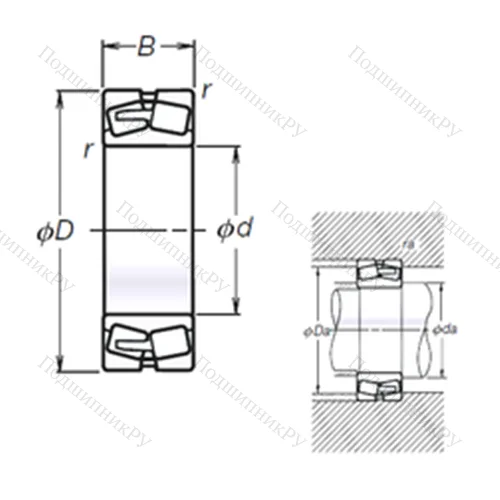 Подшипник роликовый радиальный самоцентрирующийся 23932L 11CAM от производителя  NSK