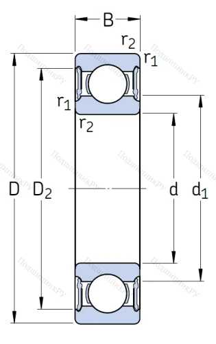 Однорядный шариковый подшипник 6008 2RS 1/C 3 от производителя  SKF