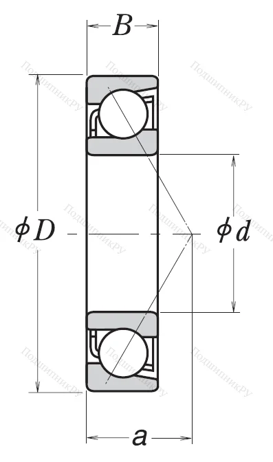 Однорядный шариковый подшипник 7312 AW (46312 ГОСТ)