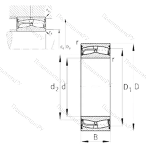 Подшипник роликовый радиальный самоцентрирующийся 24040-E 1-2VSR-H 40 от производителя  FAG