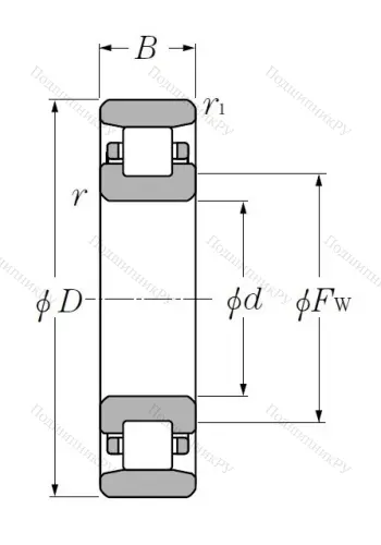 Роликовый цилиндрический подшипник N 315 от производителя  NTN Роликовый цилиндрический подшипник N 315 от производителя  NTN