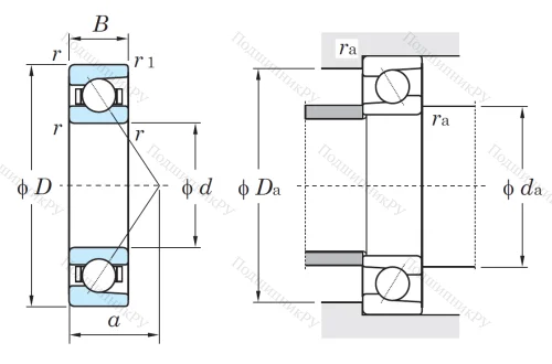 Однорядный шариковый подшипник 7316 (46316 ГОСТ) от производителя  KOYO