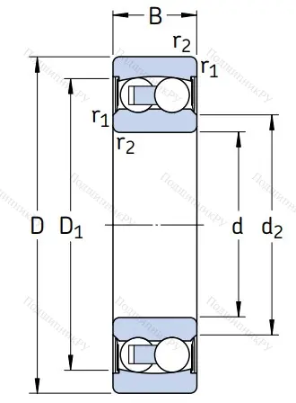 Двухрядный шариковый подшипник 2203 E 2RS 1TN 9 от производителя  SKF