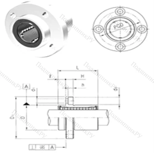 Подшипник шариковый линейный LMFP 13UU от производителя  Samick