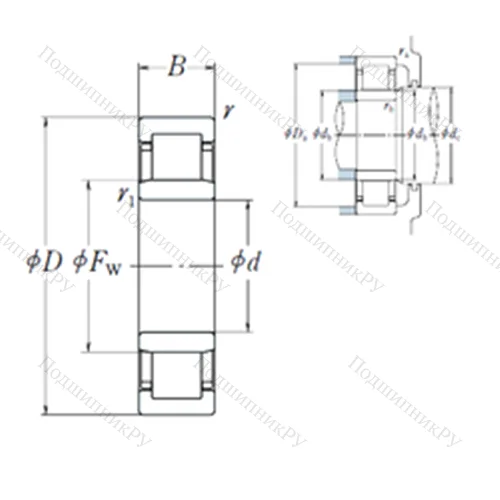 Подшипник роликовый радиальный NU 408