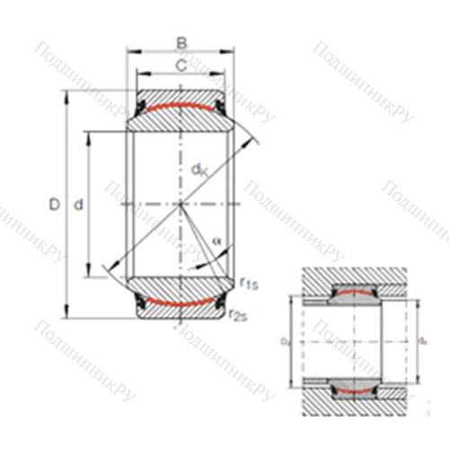 Подшипник скольжения сферический GE 120 UK-2RS