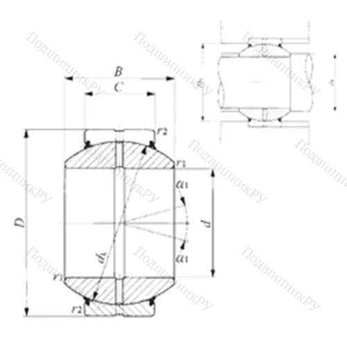 Подшипник скольжения сферический GE 40GS-2RS