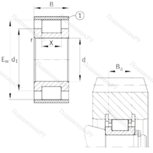 Подшипник роликовый радиальный RSL 183040-A от производителя  INA Подшипник роликовый радиальный RSL 183040-A от производителя  INA