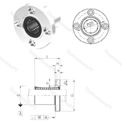 Подшипник шариковый линейный LMF 20UU от производителя  Samick