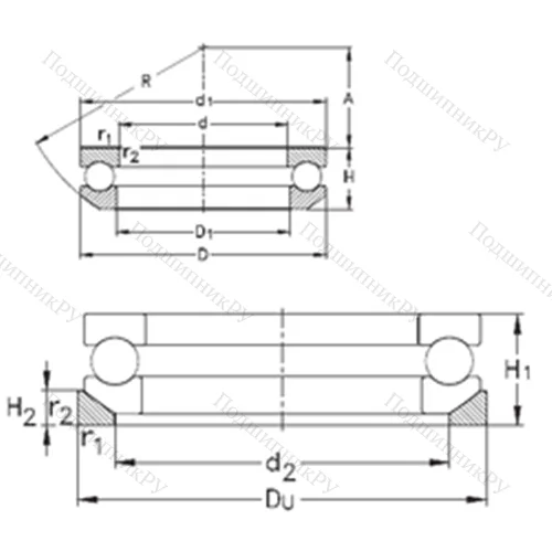 Подшипник шариковый упорный 53201+U 201 от производителя  NKE
