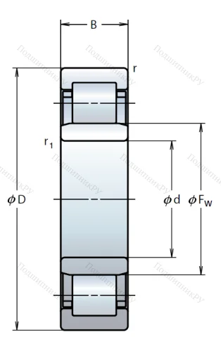 Роликовый цилиндрический подшипник NU 307 EW от производителя  NSK Роликовый цилиндрический подшипник NU 307 EW от производителя  NSK
