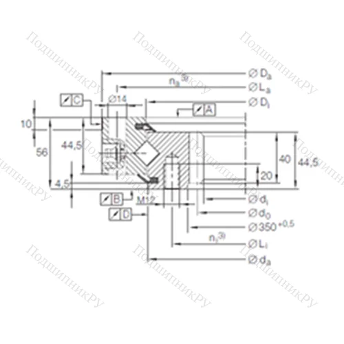 Подшипник роликовый опорно-поворотный XSI 14 0414 N от производителя  INA