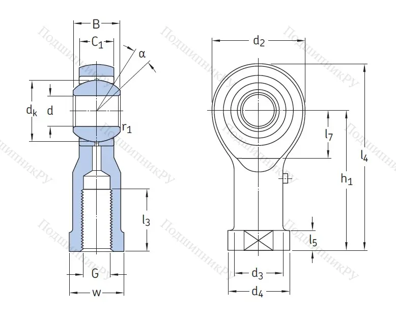 Наконечник штока с внутренней резьбой SIKAC 12 M