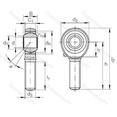 Подшипник скольжения сферический GAKL 12 PB