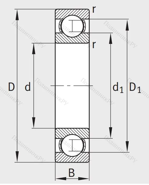 Однорядный шариковый подшипник 16006 A
