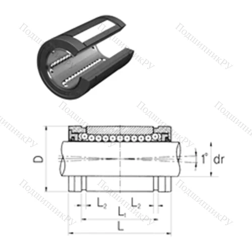 Подшипник шариковый линейный LMES 30UUOP от производителя  Samick