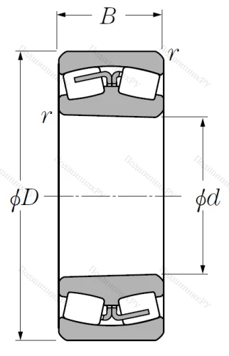 Сферический роликовый подшипник с конической посадкой на вал 22228 BK (EAK) D 1 от производителя  NTN