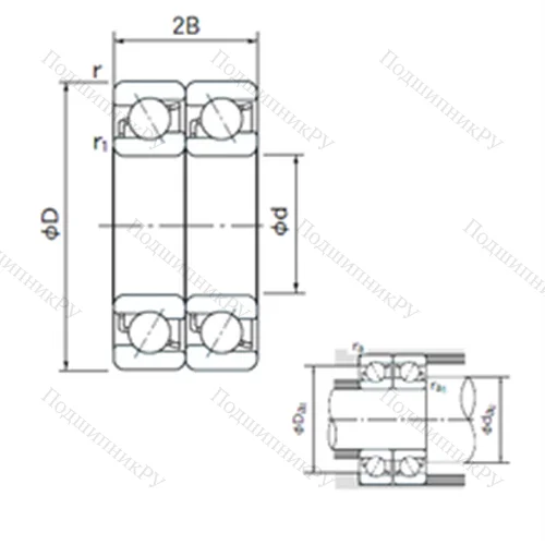 Подшипник шариковый радиально-упорный спаренный 7205BDT