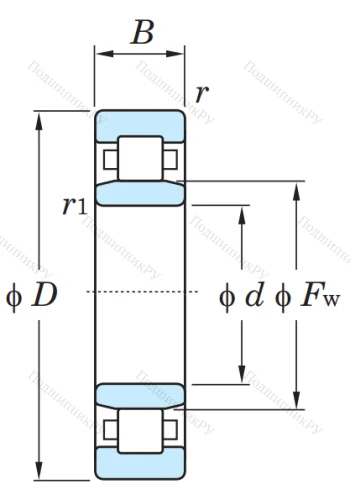 Роликовый цилиндрический подшипник NU 307 от производителя  KOYO Роликовый цилиндрический подшипник NU 307 от производителя  KOYO