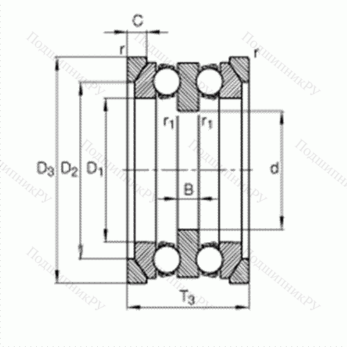 Подшипник шариковый упорный 54306 + U 306 от производителя  FAG